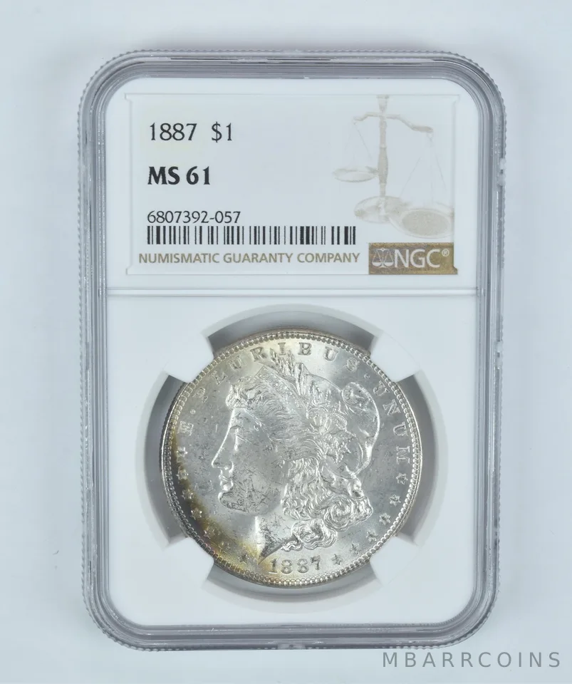 MS61 1887 Morgan Silver Dollar NGC Beautifully Toned *2200