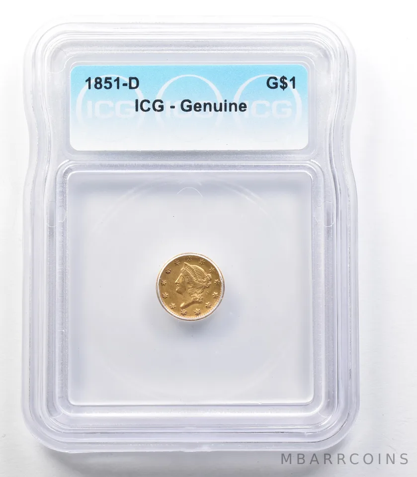1851-D $1 Liberty Head Gold Dollar Genuine ICG a3310