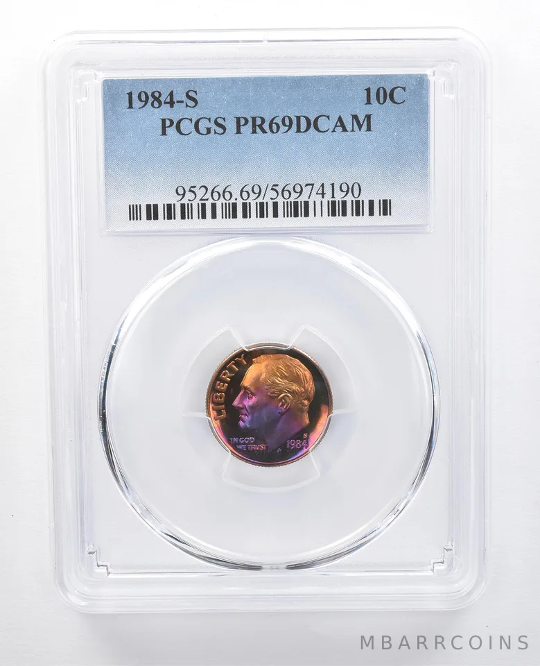 1984-S Roosevelt Dime PR69 DCAM PCGS Purple Tone *7682