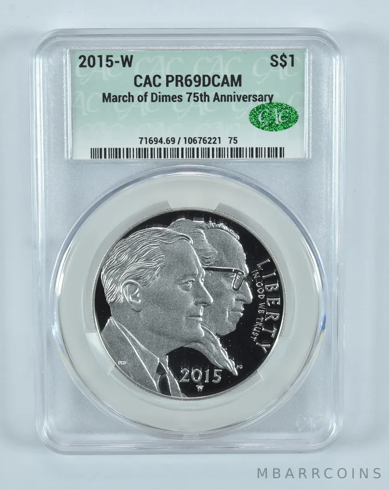 2015-W March Of Dimes Commemorative Silver Dollar PR69 DCAM CAC CACg