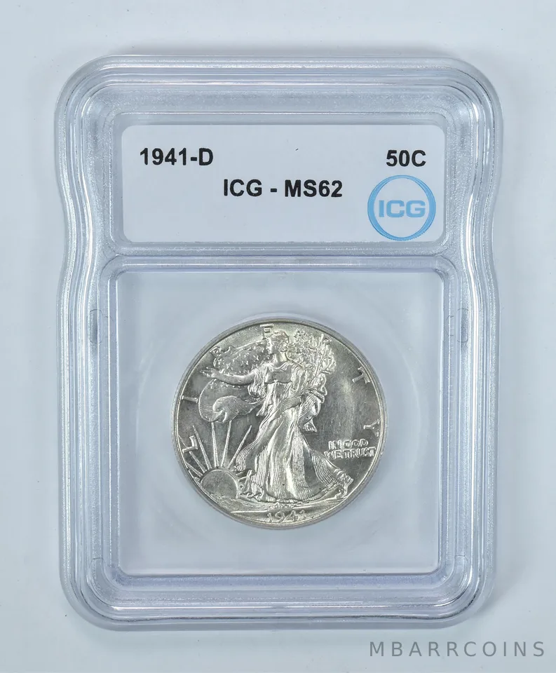 1941-D Walking Liberty Half Dollar MS62 ICG