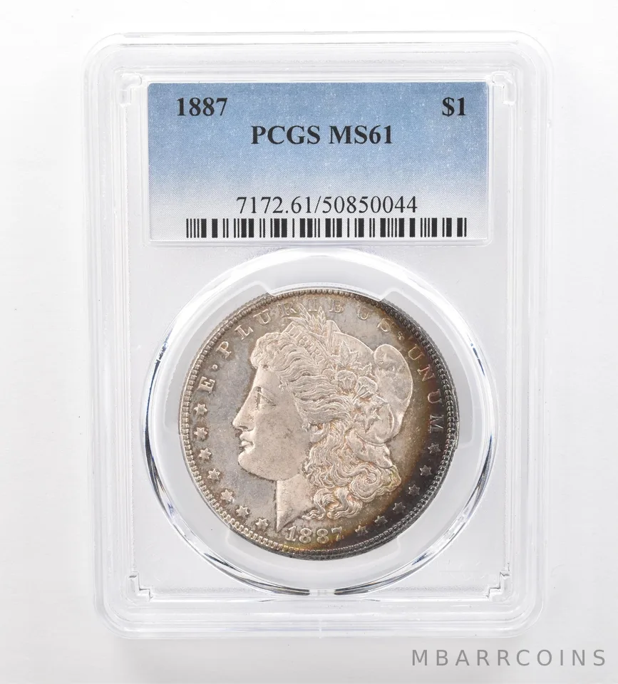1887 Morgan Silver Dollar MS61 PCGS Peripheral Tone a7446