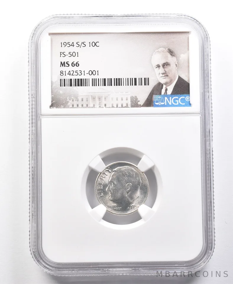 1954-S/S Roosevelt Dime FS-501 MS66 NGC *2017