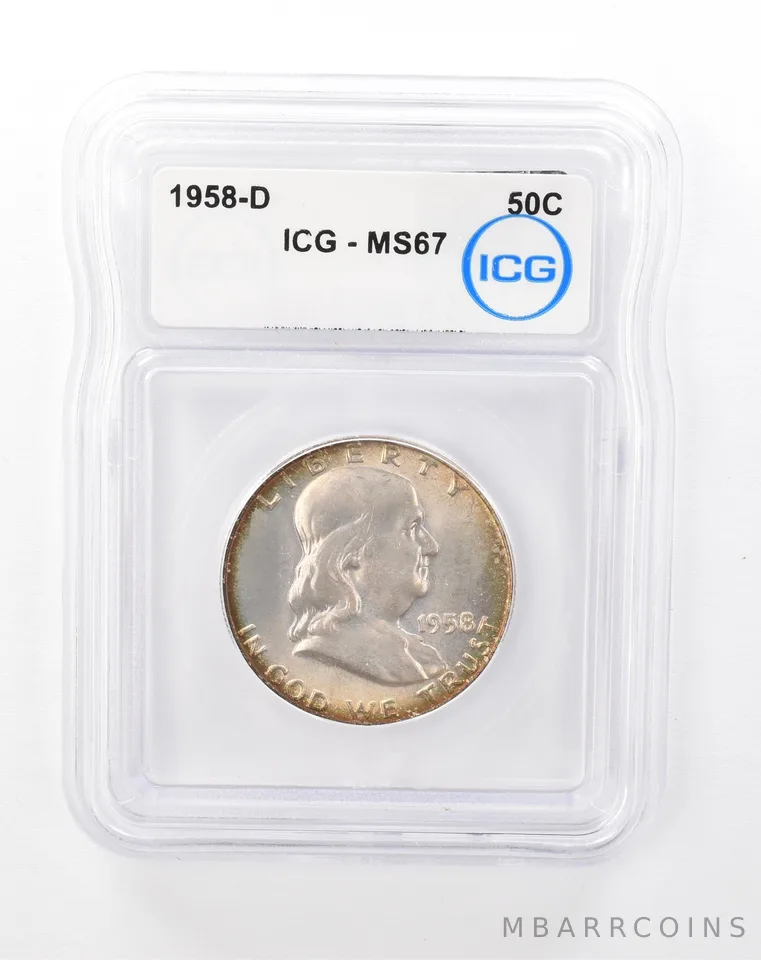 1958-D Franklin Half Dollar MS67 ICG Beautiful Tone *6741
