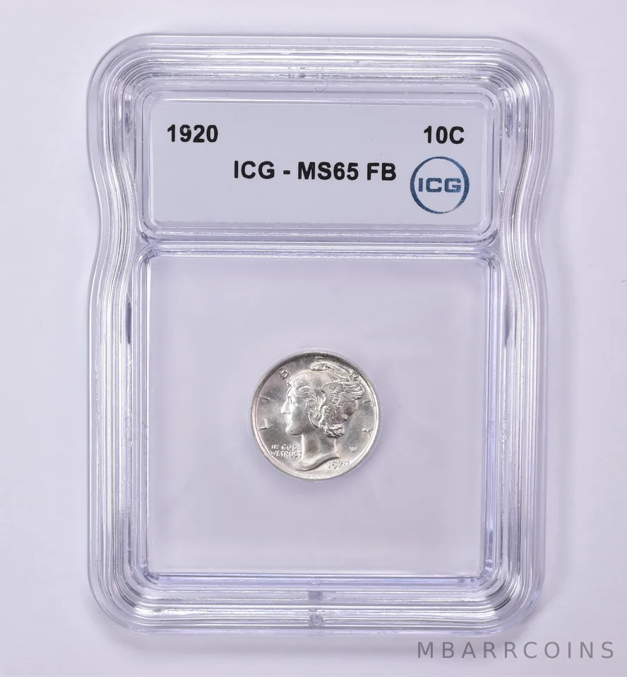 1920 Mercury Dime MS65 FB ICG *0502