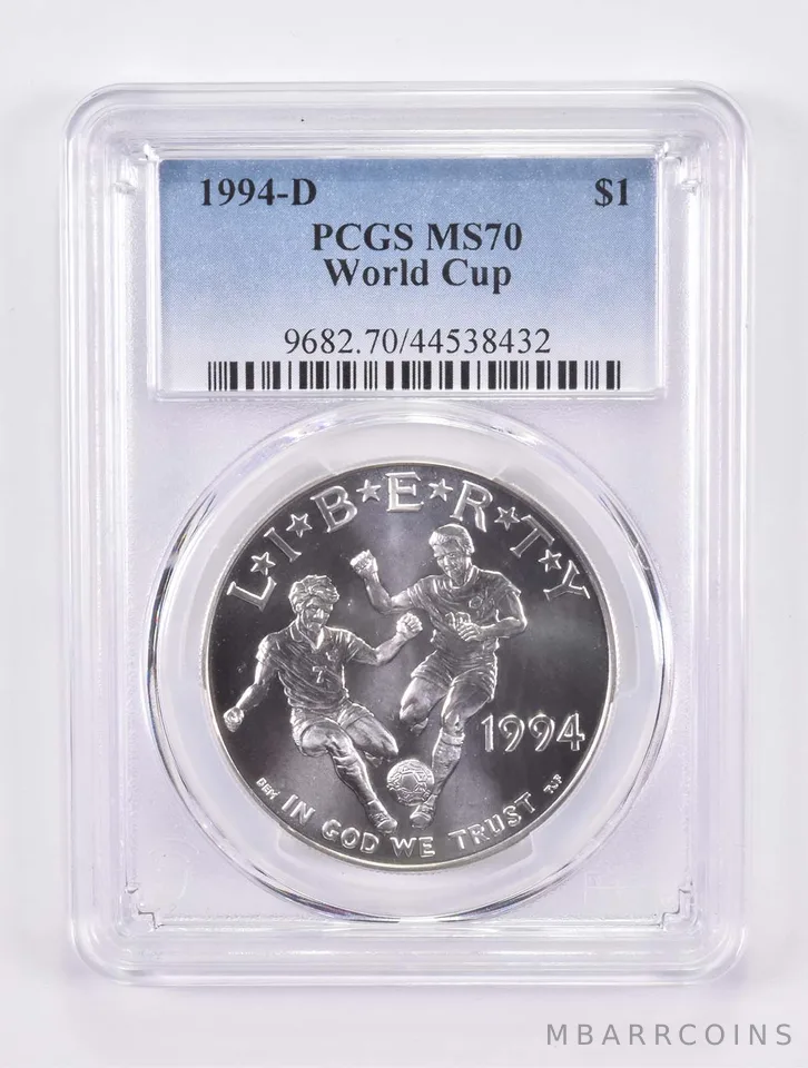 1994-D World Cup Commemorative Silver Dollar MS70 PCGS Blue Label