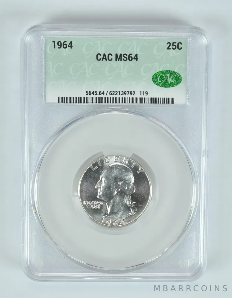 1964 Washington Quarter MS64 CAC CACg