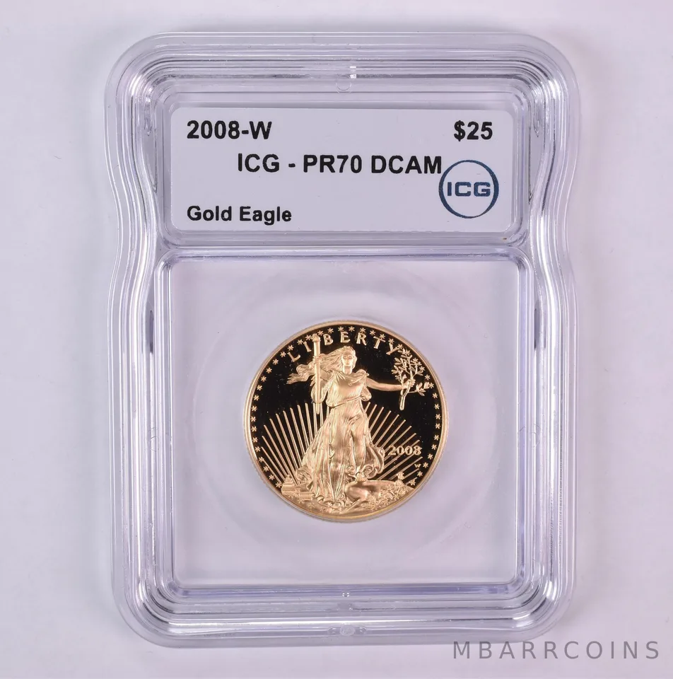 2008-W $25 American Gold Eagle 1/2 Oz Gold PR70 DCAM ICG