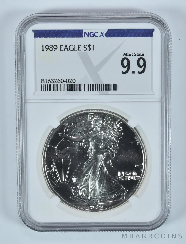 1989 American Silver Eagle Mint State 9.9 NGC X NGCX