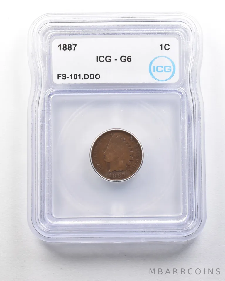 1887 Indian Head Cent Mint Error FS-101 DDO G6 ICG *1657