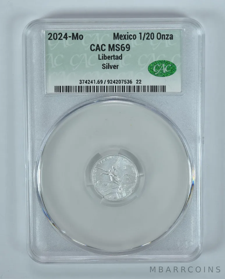 2024 Mo Mexico 1/20 Onza Silver Libertad MS69 CAC CACg