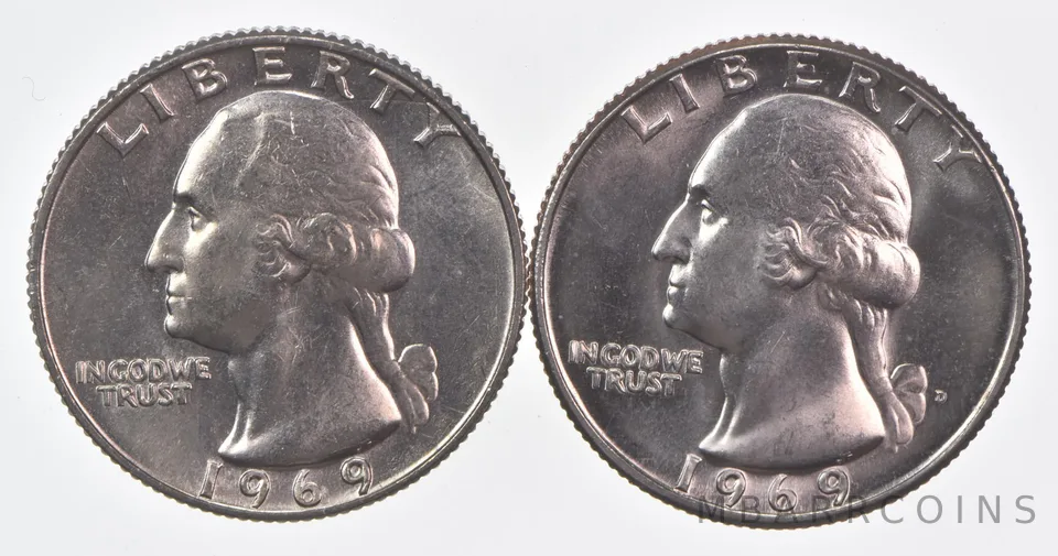 1969 P+D Washington Quarter Clad Unc Bundle