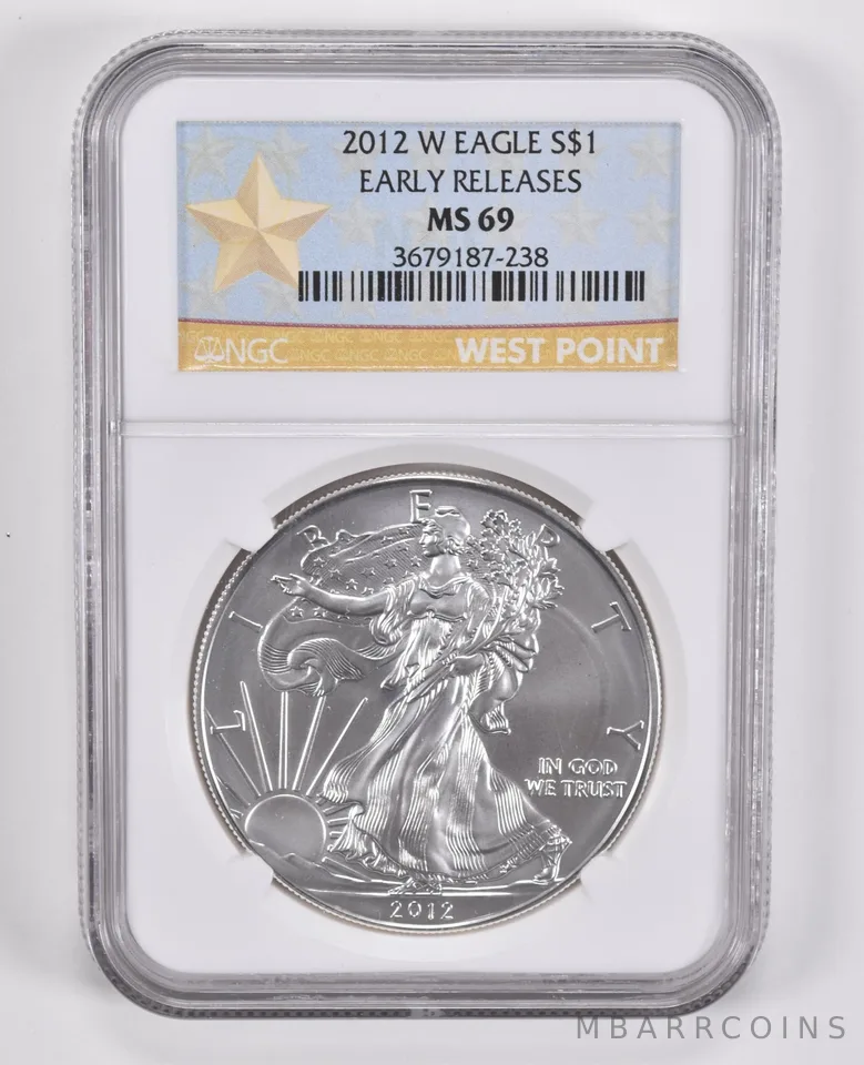 2012-W American Silver Eagle ER MS69 NGC West Point Label