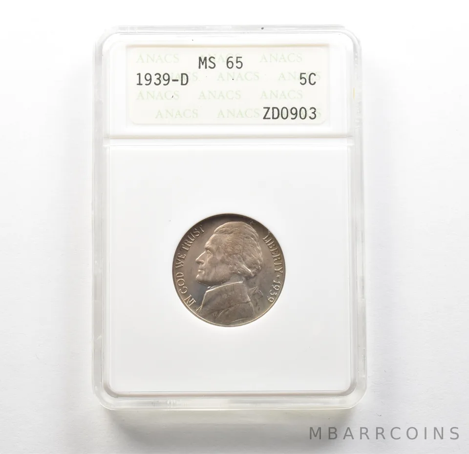 1939-D Jefferson Nickel MS65 ANACS *6194