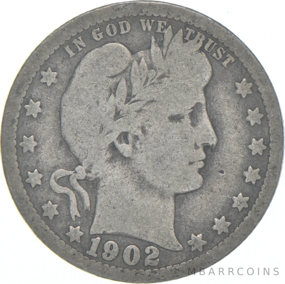 1902-O Barber Quarter Average Circ