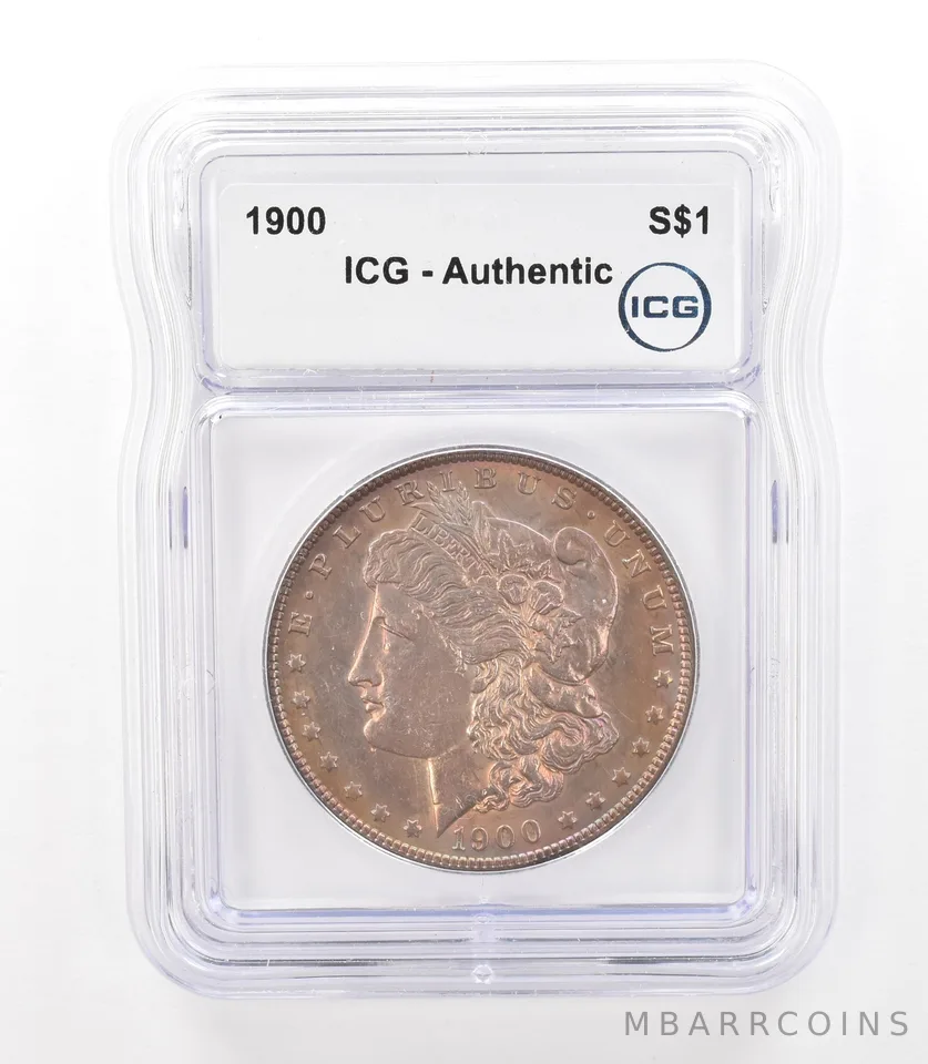 1900 Morgan Silver Dollar Authentic ICG Rainbow Tone *3139