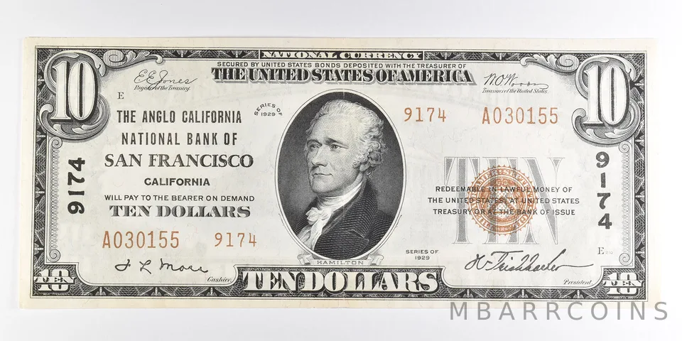 1929 $10 San Francisco CA National Currency Note CH 9174 *9841
