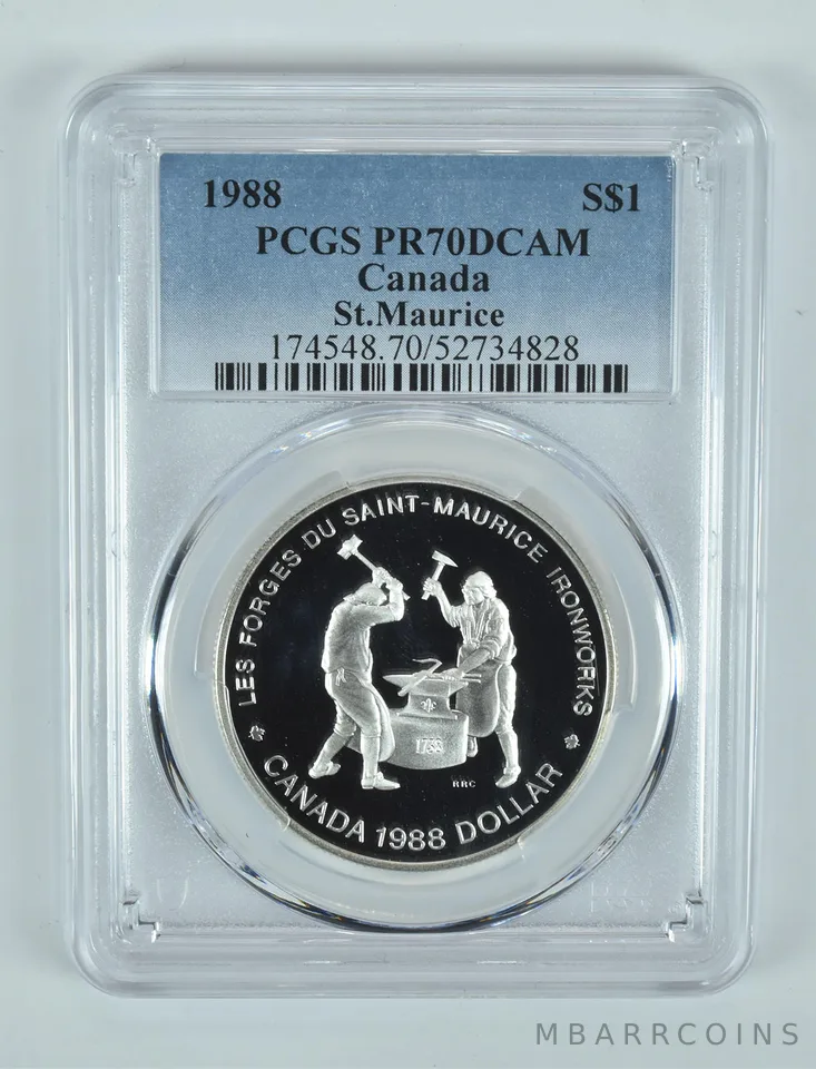 1988 Canada 1 Dollar Silver St Maurice PR70 DCAM PCGS