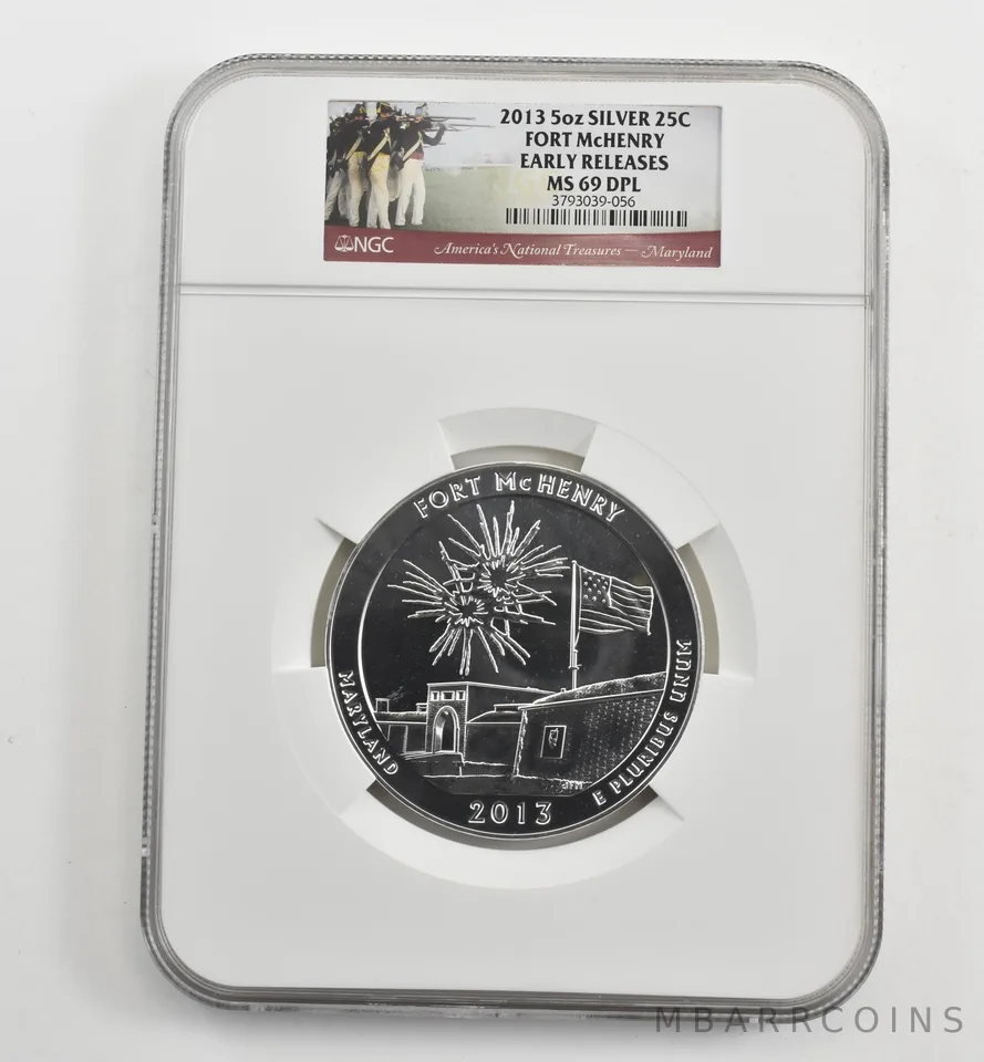 2013 5 Oz Silver Quarter America The Beautiful Fort McHenry MS69 DPL NGC *1626