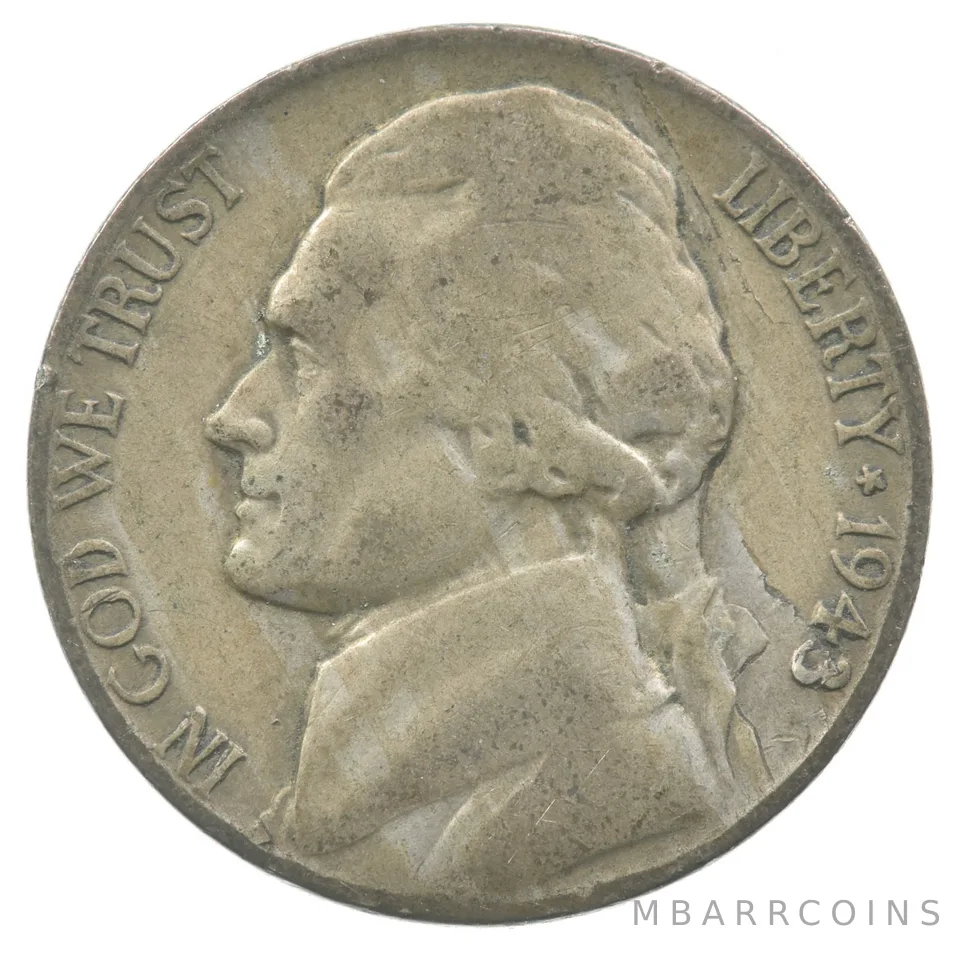 1943-P Jefferson Nickel Lamination Error *6146