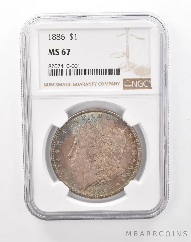 1886 Morgan Silver Dollar MS67 NGC Beautiful Tone a0813