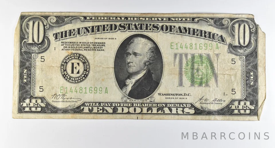 1928 B $10 Richmond VA FRN Light Green Seal Gold Certificate *0332