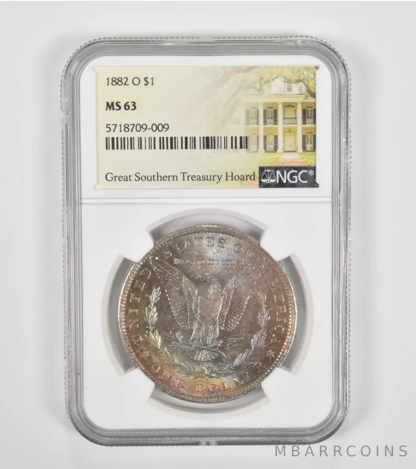 MS63 1882-O Morgan Silver Dollar Great Southern Treasury Hoard Graded NGC a1418