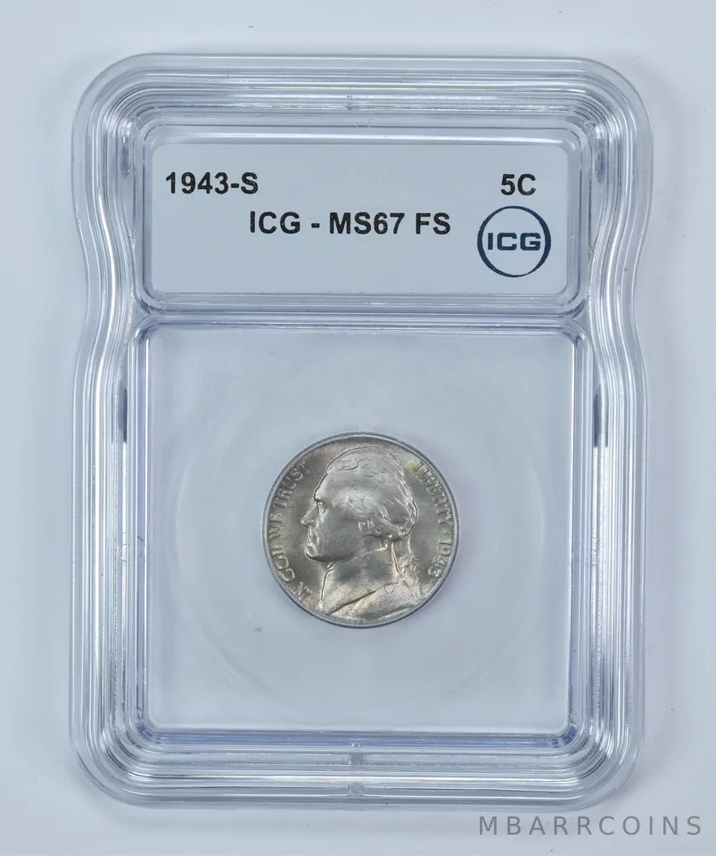 1943-S Jefferson Nickel MS67 FS ICG WTN War Silver
