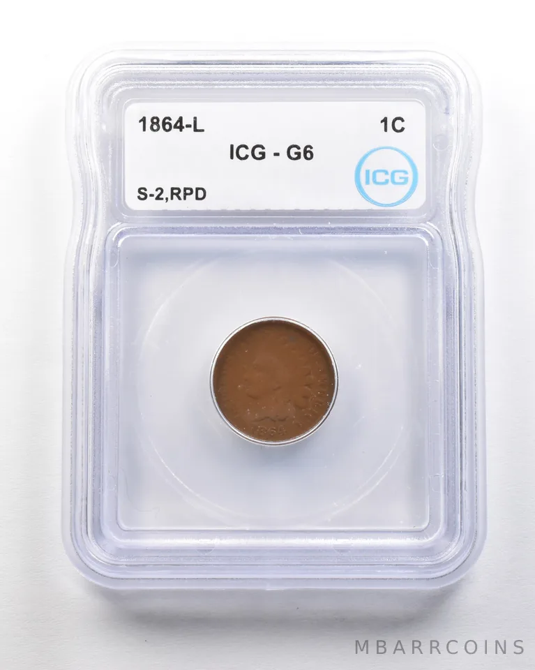1864-L Indian Head Cent Mint Error S-2 RPD G6 ICG *1659