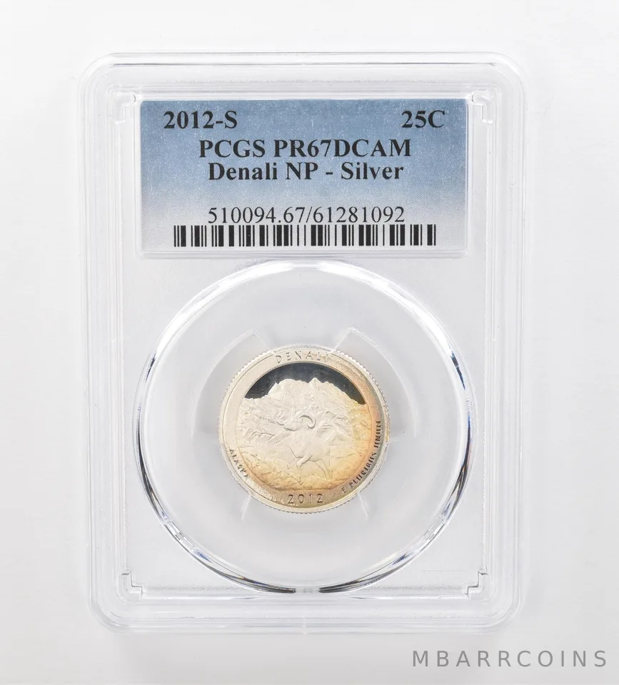 2012-S ATB Quarter Denali Silver PR67 DCAM PCGS Peripheral Tone *0958