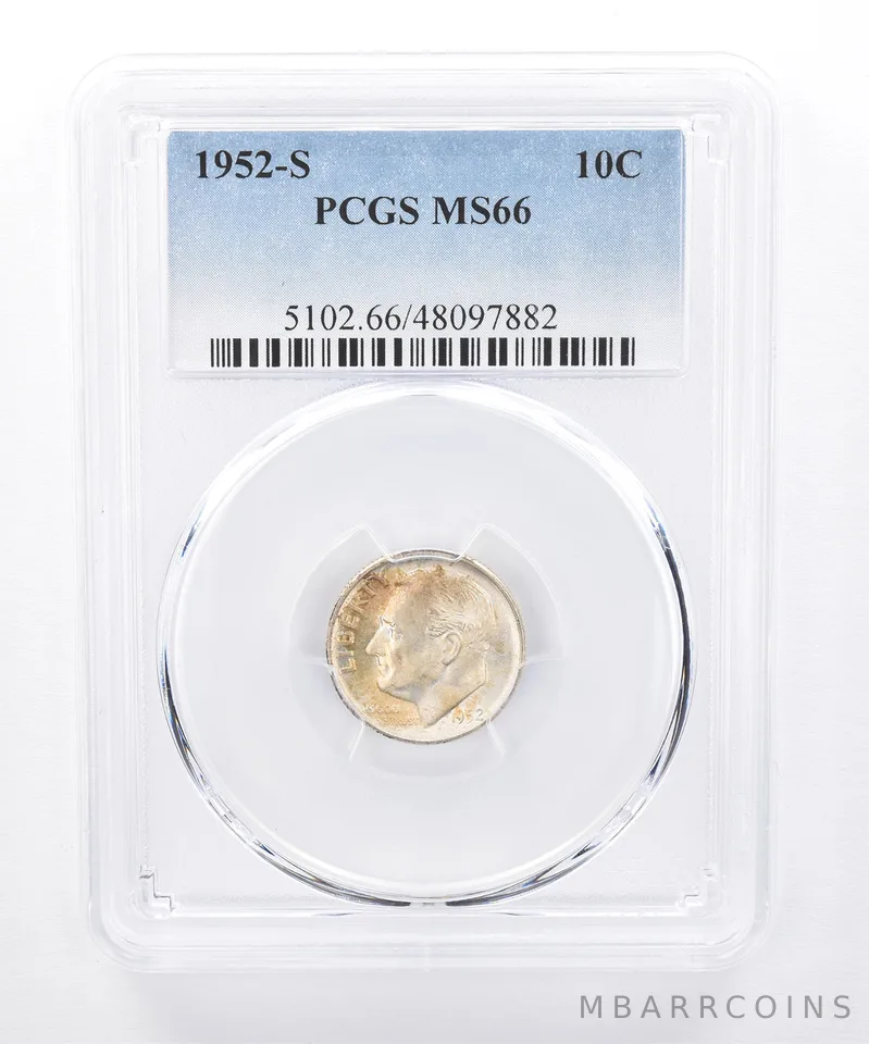 1952-S Roosevelt Dime MS66 PCGS Beautiful Tone *8354