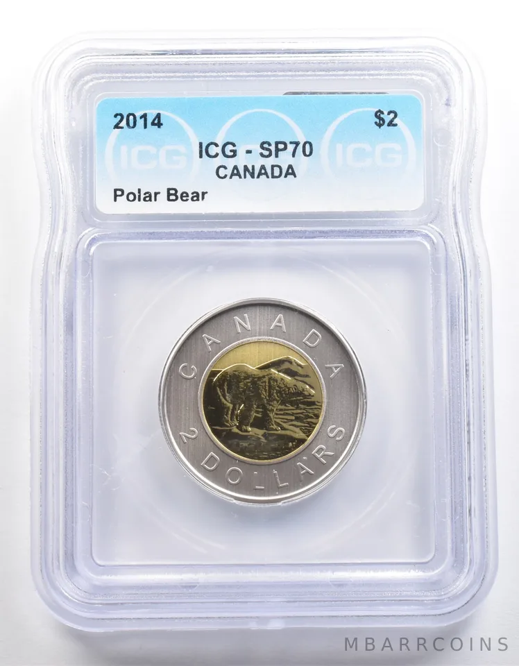 2014 Canada 2 Dollars Polar Bear SP70 ICG *4020