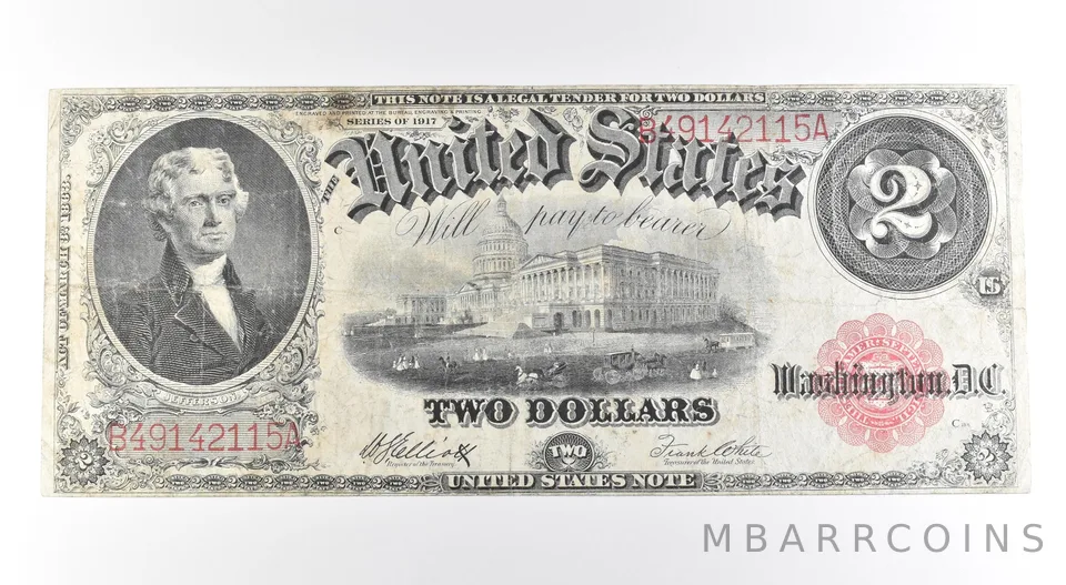 1917 $2 Legal Tender Large Note Red Seal *2656