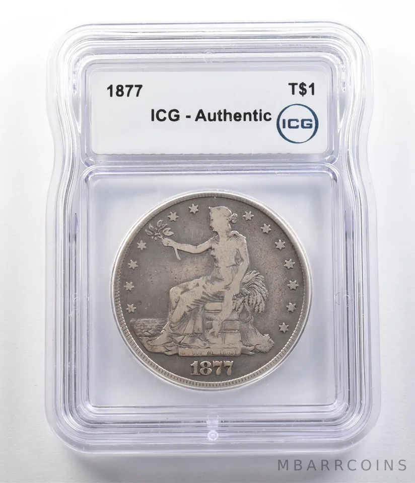 1877 Seated Liberty Trade Dollar Authentic ICG *4728