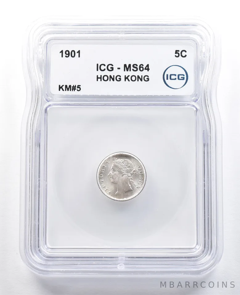 1901 Hong Kong 5 Cents KM#5 MS64 ICG *4861