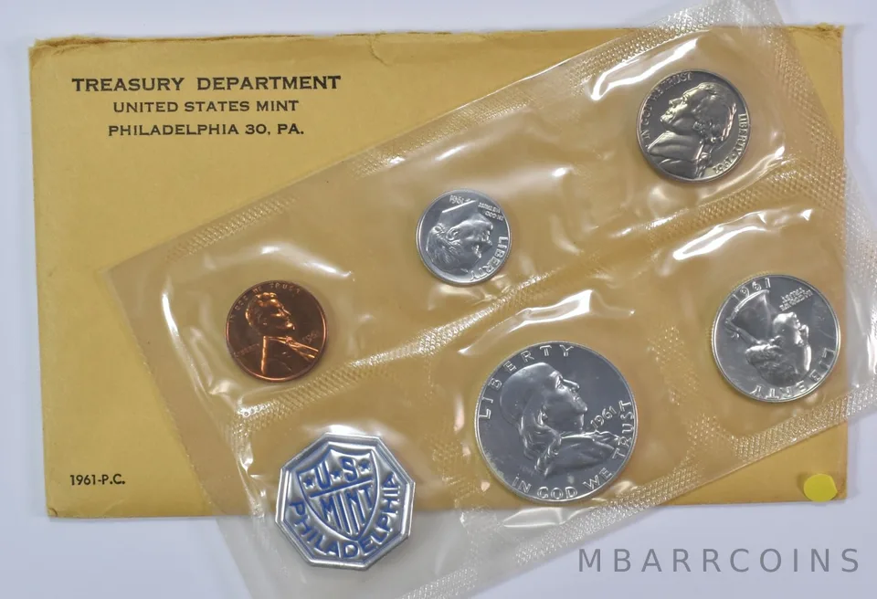 1961 Proof Set with Original Envelope & Flatpack (5 Coins)