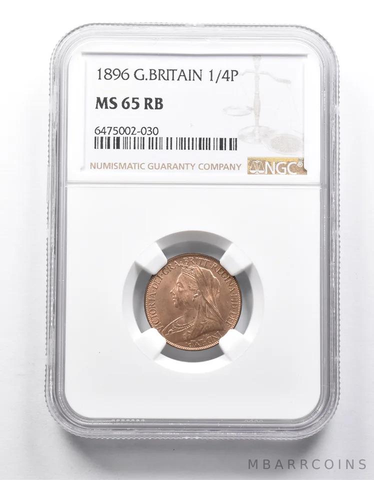 MS65 RB 1896 Great Britain 1/4 Penny NGC *9996
