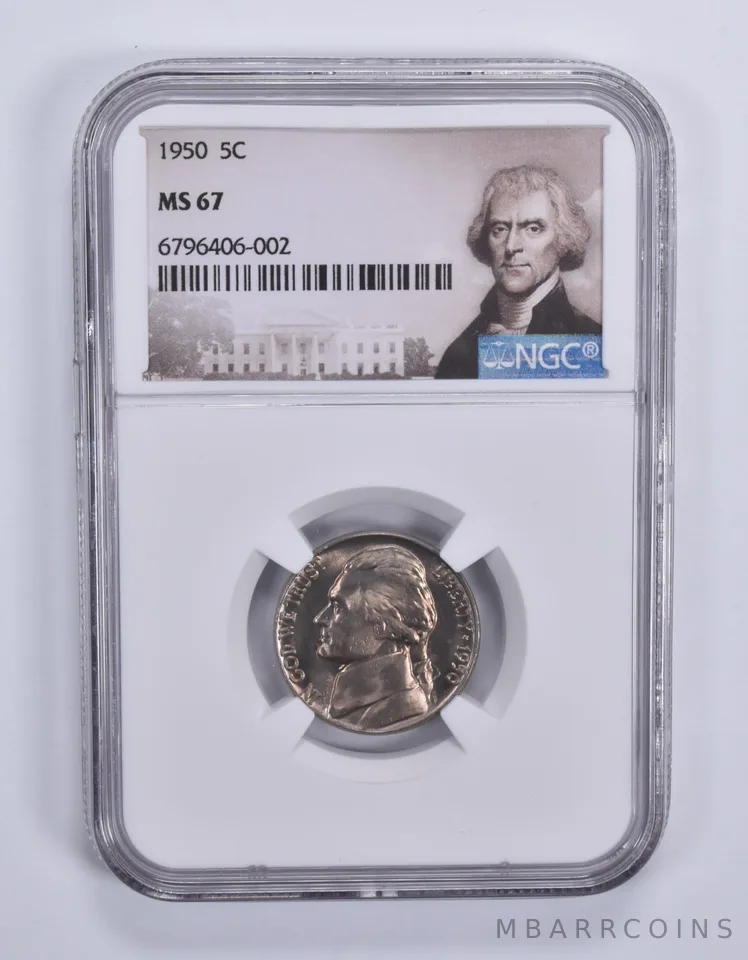 1950 Jefferson Nickel 5c MS67 NGC Special Label