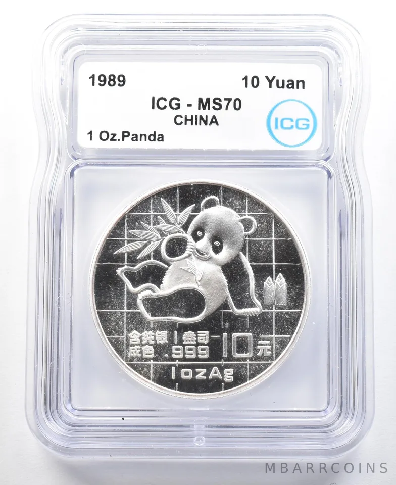 1989 China 10 Yuan Silver Panda 1 Oz MS70 ICG *3069