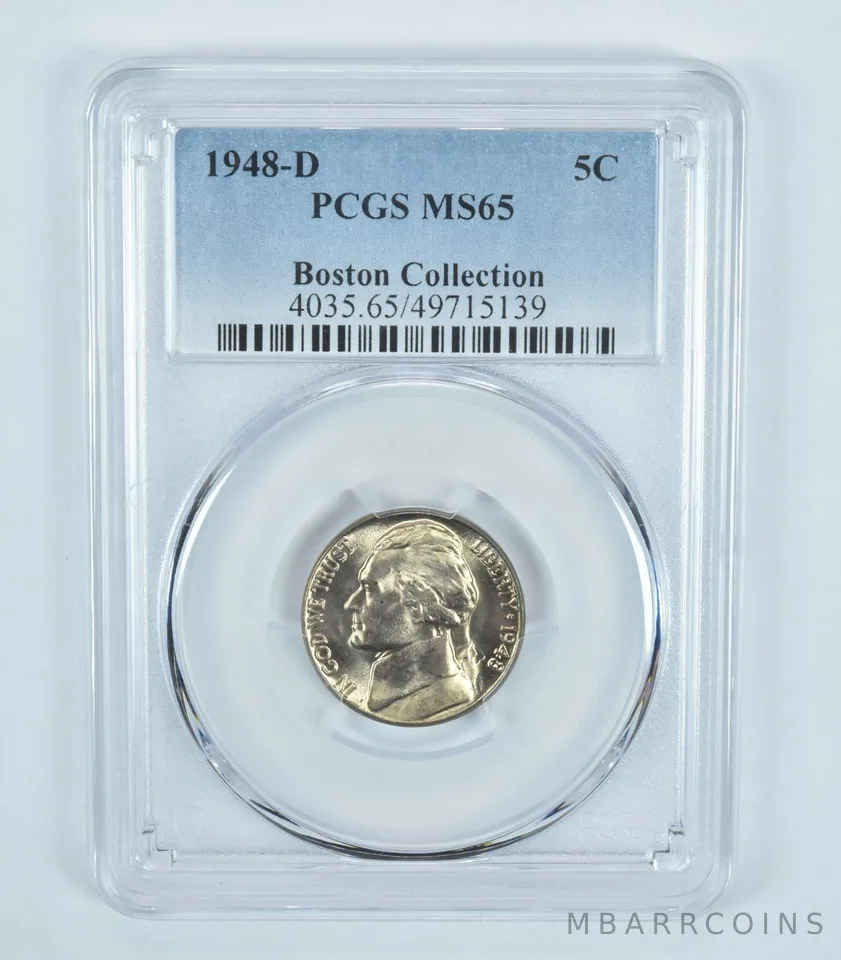1948-D Jefferson Nickel Boston Collection MS65 PCGS Blue Label