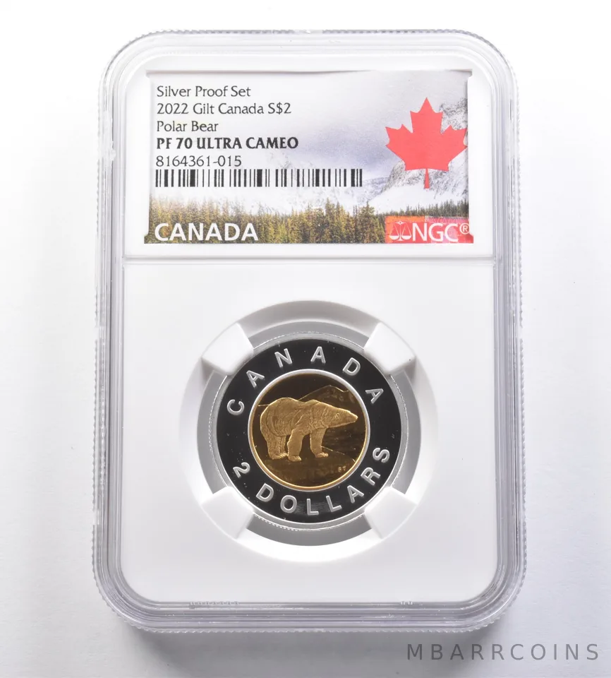 2019 Canada 2 Dollars Gilt Silver Proof Set Polar Bear PF70 UCAM NGC *7119