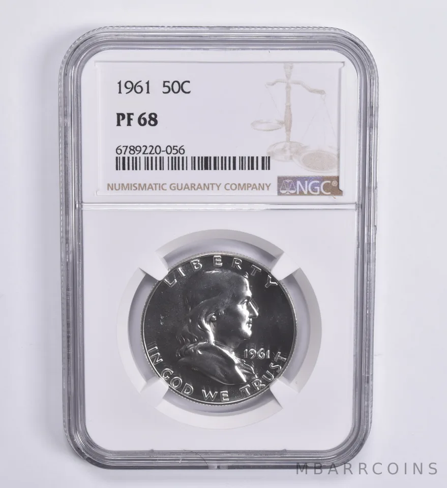 1961 Franklin Half Dollar 50c PF68 NGC Brown Lbl