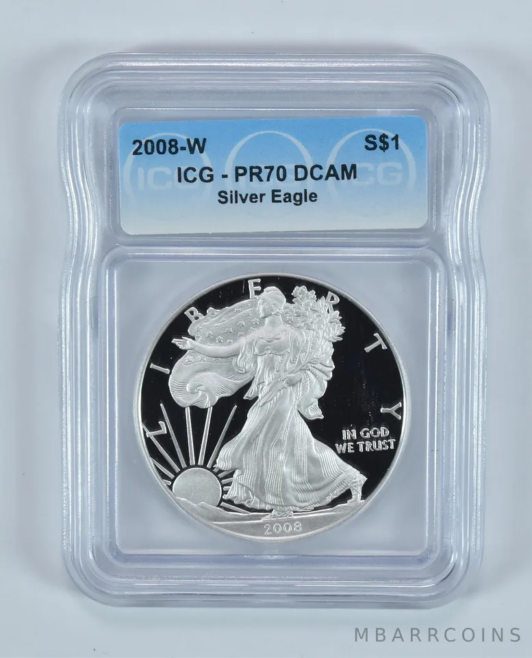 2008-W American Silver Eagle PR70 DCAM ICG