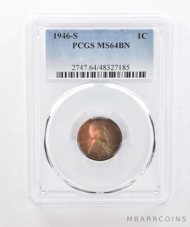 1946-S Lincoln Wheat Cent MS64 BN PCGS Beautiful Tone *2996