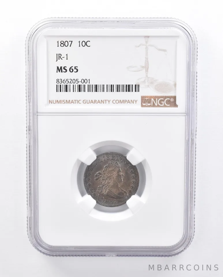 1807 Draped Bust Dime JR-1 MS65 NGC Beautiful Tone *4392