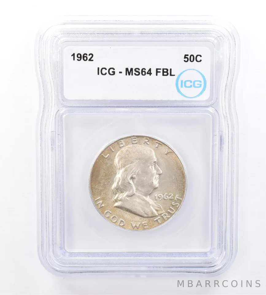 1962 Franklin Half Dollar MS64 FBL ICG Beautiful Tone *1645