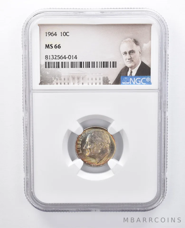 1964 Roosevelt Dime MS66 NGC Beautiful Tone *7949