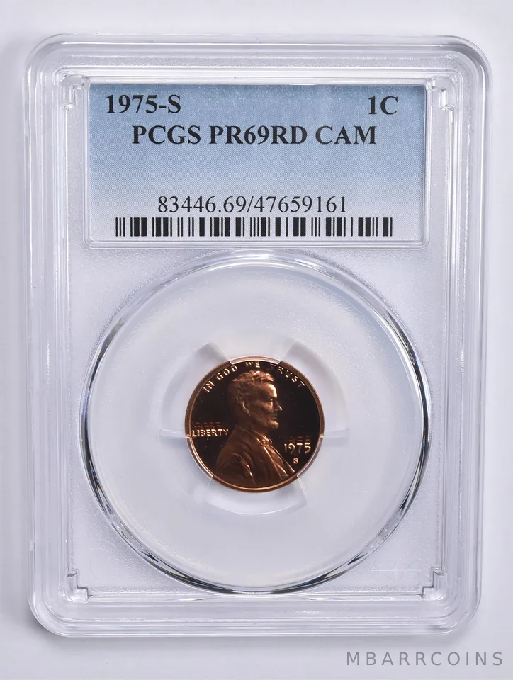 1975-S Lincoln Memorial Cent PR69 RD CAM PCGS Blue Lbl