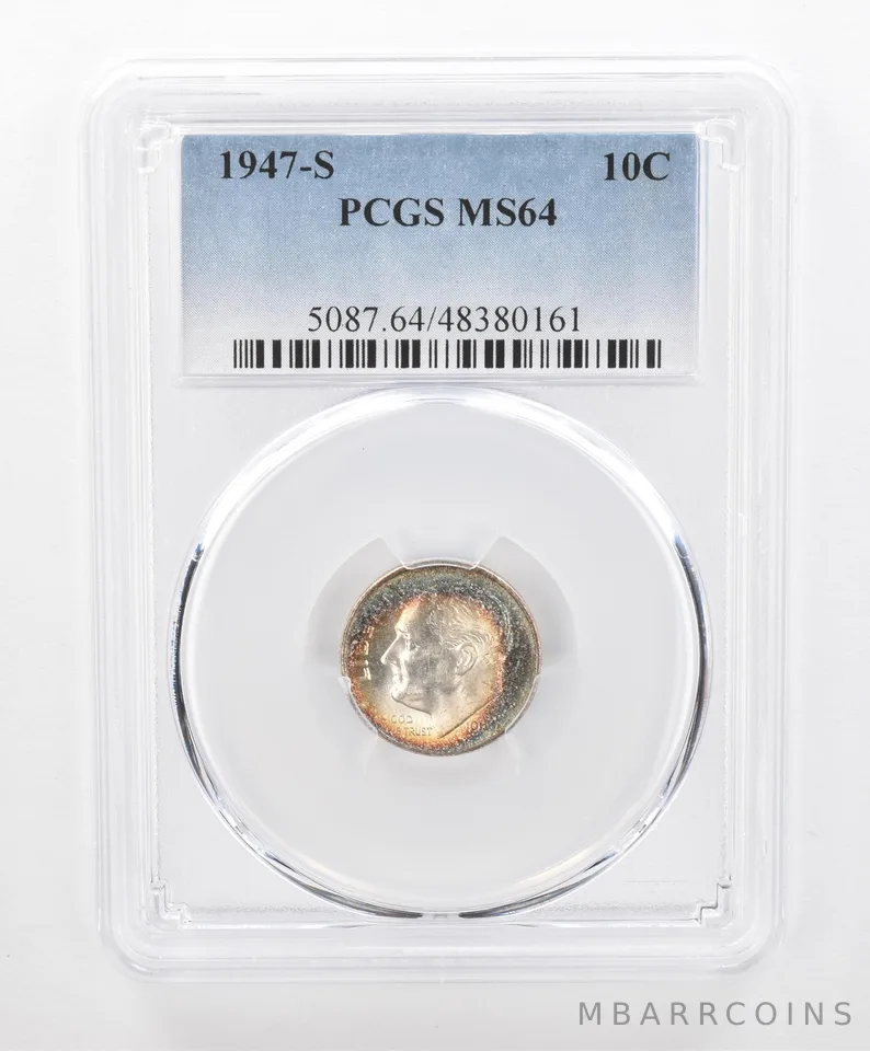 1947-S Roosevelt Dime MS64 PCGS Beautiful Tone *2715