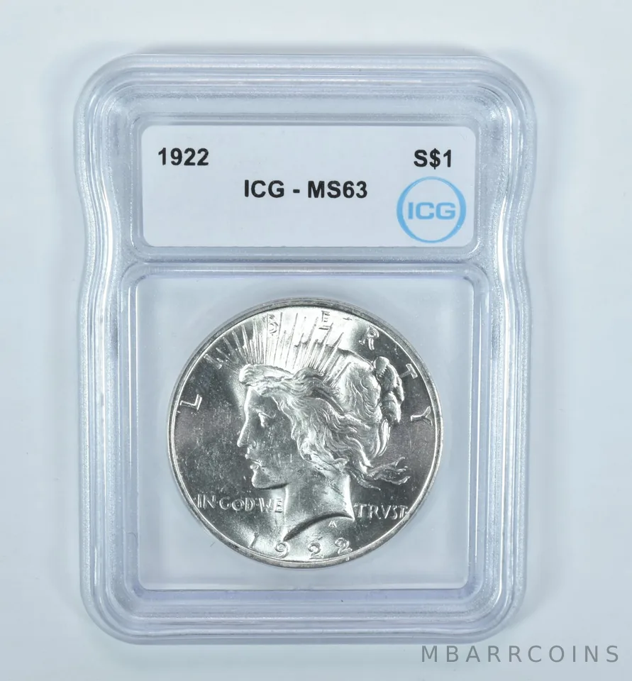 1922 Peace Silver Dollar MS63 ICG